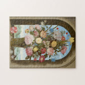 花の花花束花器の窓の中世絵画の ジグソーパズル (横)
