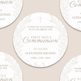 花の花 キリスト教 十字架 洗礼 ありがとう ラウンドシール