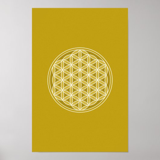 花の花 – ゴールド&ホワイト ポスター (正面)