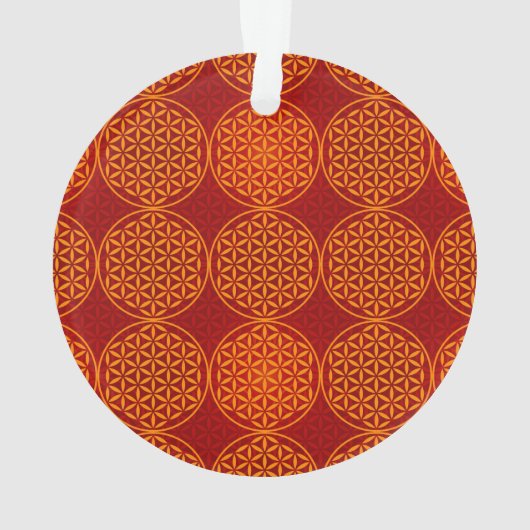花の花 – スタンプ模様 – オレンジ色 オーナメント (裏面)