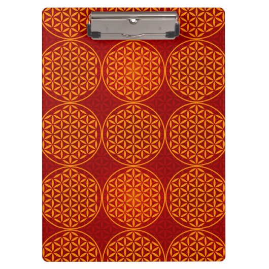 花の花 – スタンプ模様 – オレンジ色 クリップボード (正面)
