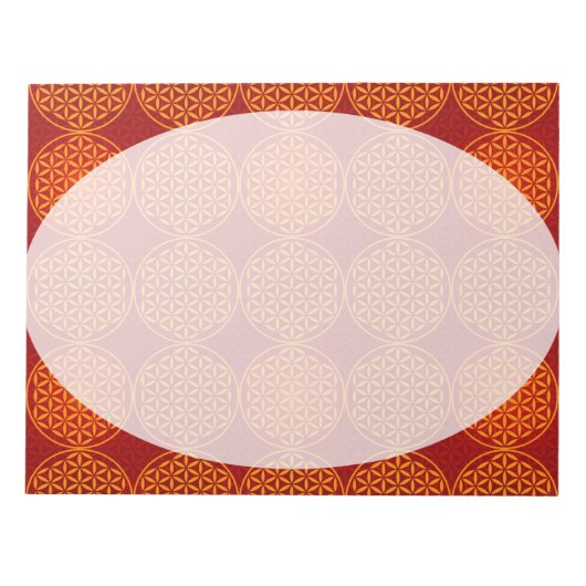 花の花 – スタンプ模様 – オレンジ色 ノートパッド (正面)
