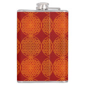花の花 – スタンプ模様 – オレンジ色 フラスク (裏面)