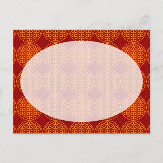 花の花 – スタンプ模様 – オレンジ色 ポストカード (正面)