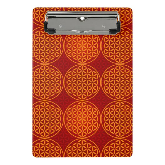 花の花 – スタンプ模様 – オレンジ色 ミニクリップボード (正面)