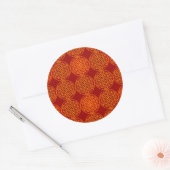 花の花 – スタンプ模様 – オレンジ色 ラウンドシール (封筒)