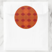 花の花 – スタンプ模様 – オレンジ色 ラウンドシール (バッグ)