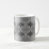 花の花 – スタンプ模様 – 灰色 コーヒーマグカップ (正面右)