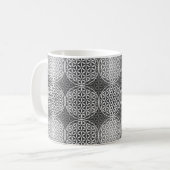花の花 – スタンプ模様 – 灰色 コーヒーマグカップ (正面左)
