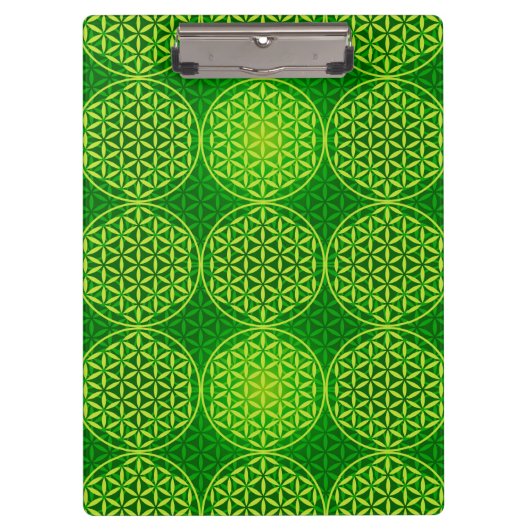 花の花 – スタンプ模様 – 緑 クリップボード (正面)