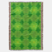 花の花 – スタンプ模様 – 緑 スローブランケット (正面縦)