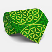 花の花 – スタンプ模様 – 緑 ネクタイ (ロール)