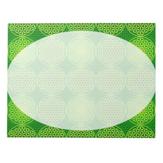 花の花 – スタンプ模様 – 緑 ノートパッド (正面)
