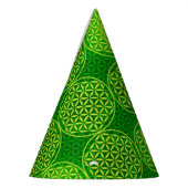 花の花 – スタンプ模様 – 緑 パーティーハット (左)