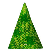 花の花 – スタンプ模様 – 緑 パーティーハット (右)