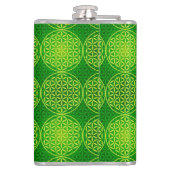 花の花 – スタンプ模様 – 緑 フラスク (裏面)