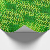 花の花 – スタンプ模様 – 緑 ラッピングペーパー (角)