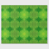 花の花 – スタンプ模様 – 緑 ラッピングペーパー (フラット)