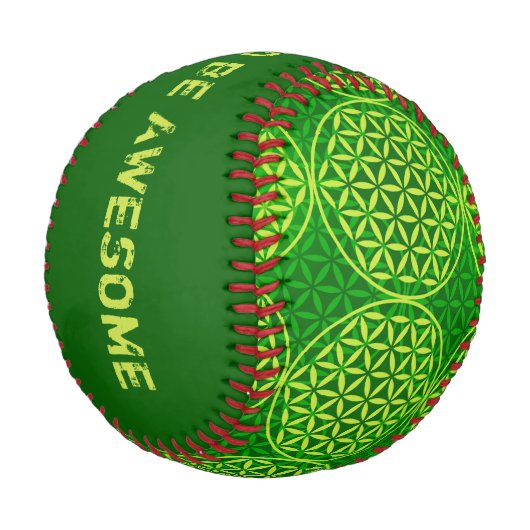 花の花 – スタンプ模様 – 緑 野球ボール (アングル)