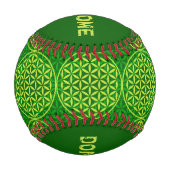 花の花 – スタンプ模様 – 緑 野球ボール (正面)