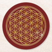 花の花/ブルームデレベンス – 金ゴールド ラウンドペーパーコースター (正面)