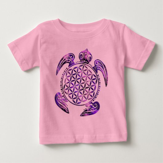花の花/ブルームデレベンス – turtle violet ベビーTシャツ (正面)