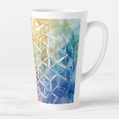 花の花 – 水色絵を描の カフェラテマグ (右)