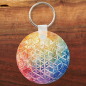 花の花 – 水色絵を描の キーホルダー (正面)