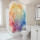 花の花 – 水色絵を描の シャワーカーテン (インサイチュ)