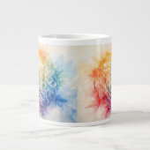 花の花 – 水色絵を描の ジャンボコーヒーマグカップ (正面)