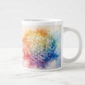 花の花 – 水色絵を描の ジャンボコーヒーマグカップ (右)