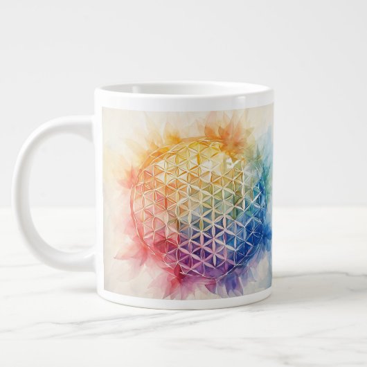 花の花 – 水色絵を描の ジャンボコーヒーマグカップ (左)