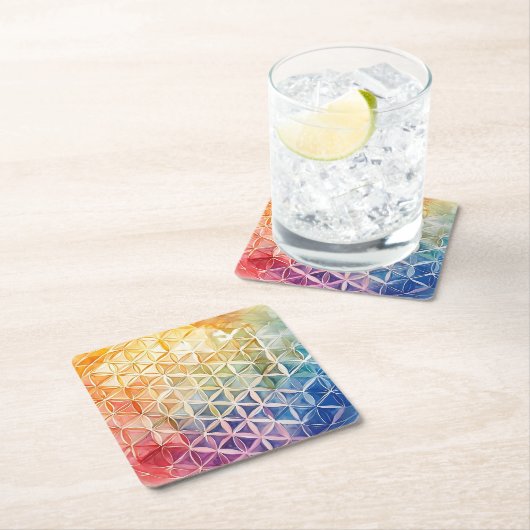 花の花 – 水色絵を描の スクエアペーパーコースター (インサイチュ)