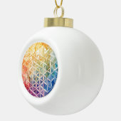 花の花 – 水色絵を描の セラミックボールオーナメント (右)