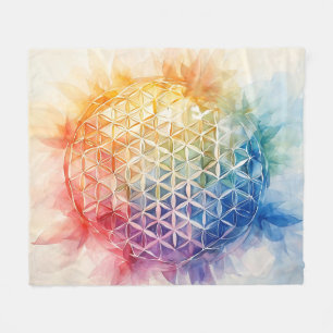 花の花 – 水色絵を描の フリースブランケット