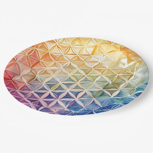 花の花 – 水色絵を描の ペーパープレート (アングル)