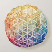 花の花 – 水色絵を描の ラウンドクッション (裏面)