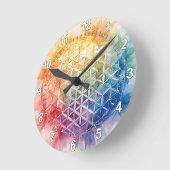 花の花 – 水色絵を描の ラウンド壁時計 (傾斜)