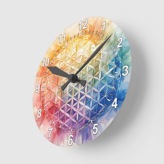 花の花 – 水色絵を描の ラウンド壁時計 (傾斜)