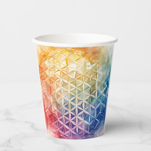 花の花 – 水色絵を描の 紙コップ (正面)