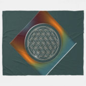 花の花/ Blume des Lebens - SILVER フリースブランケット (正面(横))