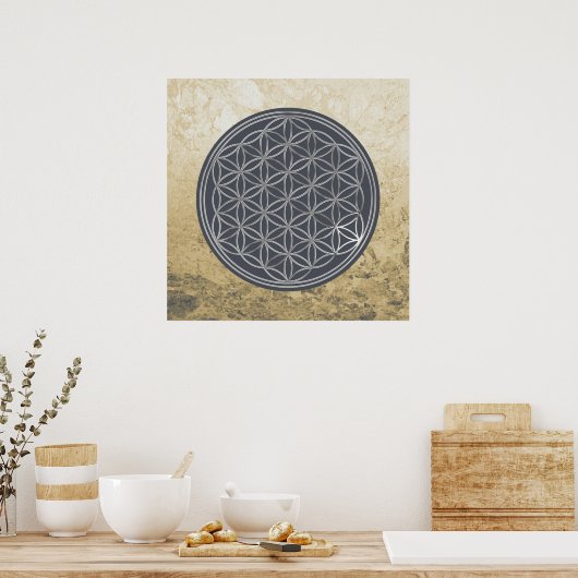 花の花/ Blume des Lebens - SILVER ポスター (キッチン)