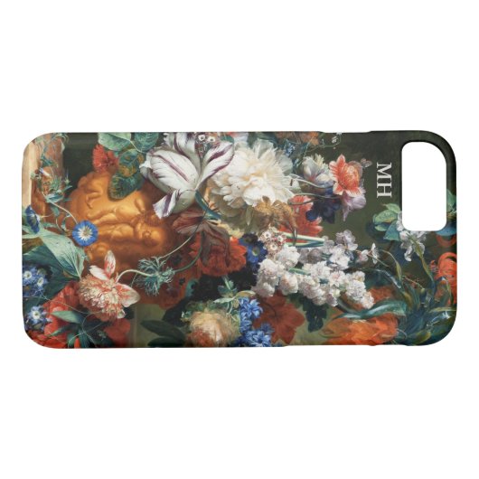 花の芸術のカスタムなモノグラムの電話箱の花束 Case-Mate iPhoneケース (裏面(横))