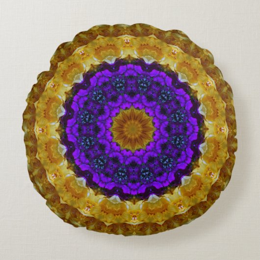 花の芸術の曼荼羅の円形の装飾用クッション ラウンドクッション (正面)