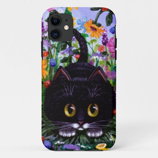 花の芸術の黒のタキシード猫によってはCreationartsが開花します Case-Mate iPhoneケース (裏面)