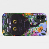 花の芸術の黒のタキシード猫によってはCreationartsが開花します Case-Mate iPhoneケース (裏面(横))