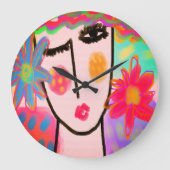 花の芸術ファンキー家 ラージ壁時計 (正面)