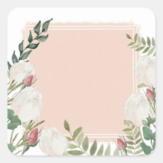 花の芽の四角いシール スクエアシール