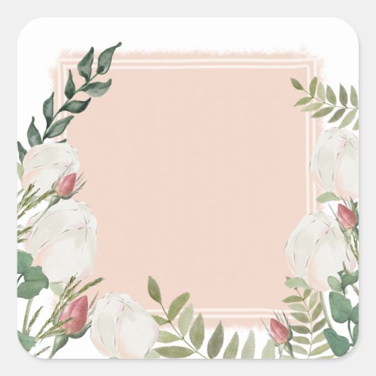 花の芽の四角いシール スクエアシール (正面)