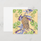 花の茂みの中のユーモラスなネズミ シーズンカード (正面/裏面)